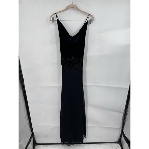 Rimini Maxi Dress Women 6 Navy Blue Velour Fairy Grunge Whimsigoth Beaded - Picture 9 of 10